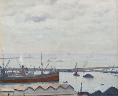 Gustave LINO (1893 - 1961) Le port d'Alger Huile sur toile, signée en bas à droite....