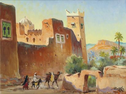 Paul NERI (1910 - 1965) Kasbah du Souss Huile sur toile, signée et située «Souss»...