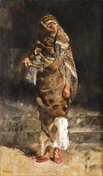 José VILLEGLAS Y CORREDO (1844-1921) Le guerrier Huile sur toile, signée en bas à...