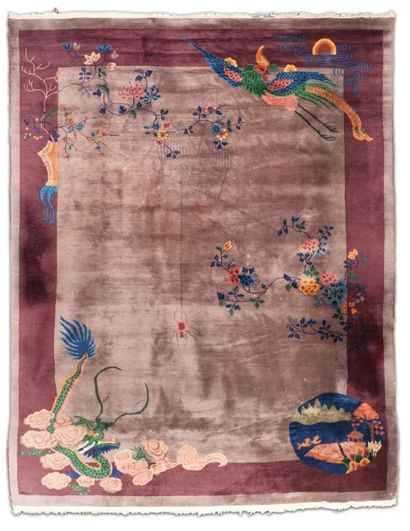 null Tapis de la Chine. Velours de laine fondation en coton. A la fin du XIX eme...