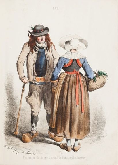 DARJOU (A.) et LEROUX (A.) Costumes de la Bretagne. Paris, Au bureau du journal,...