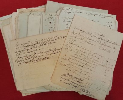  [FACTURES]. Important ensemble de factures du XVIIIe siècle adressées à Madame la...