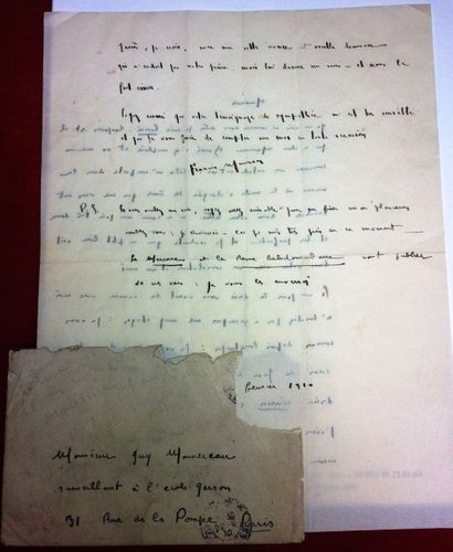 François MAURIAC (1885-1970) écrivain Lettre autographe signée adressée à Guy Mounereau...