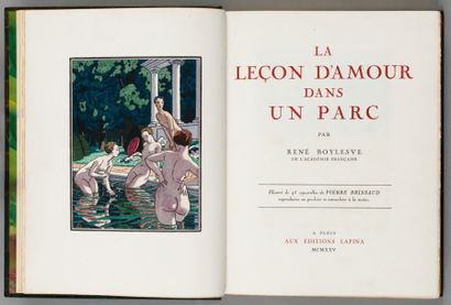 [BRISSAUD] BOYLESVE René La Leçon d'Amour dans un parc. Paris, Editions Lapina, 1925,...