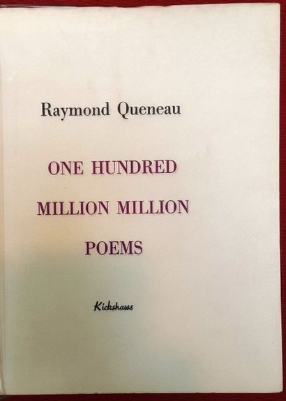 QUENEAU Raymond One hundred million million poems. Paris, Kickshaws, 1983, in-4,...