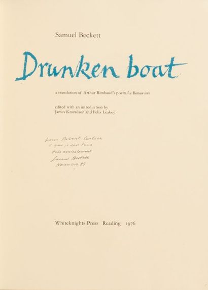 RIMBAUD Arthur et BECKETT Samuel Drunken boat. A translation of Arthur Rimbaud's...