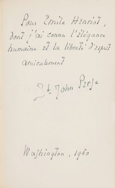 SAINT-JOHN PERSE Chronique. Marseille, Cahiers du Sud, 1959, in-8, bradel papier...