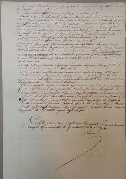 null [CHARENTE]. Pièce signée par Pierre Armand Pinoteau (Ruffec 1769-1834), général...