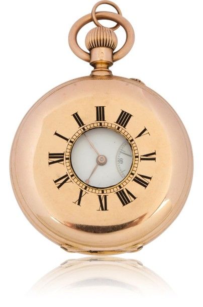 CHARLES OUDIN N°28162 vers 1890. Belle montre de poche demi savonette en or 18K (750)....