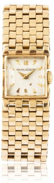 JAEGER LECOULTRE N°6416 vers 1950 Montre bracelet de dame carrée en or 9k (375)....