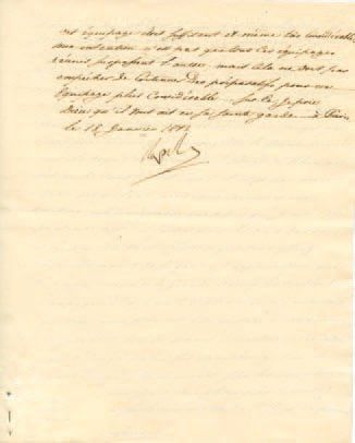 null Relative à l'Allemagne et la Grande armée. Lettre signée Napole., adressée au...