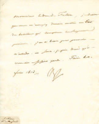 null Etat des régiments provisoires. Lettre signée Np., adressée au Duc de Feltre....