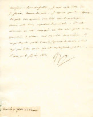 null Relative à une compagnie du génie. Lettre signée Np., adressée au Duc de Feltre....