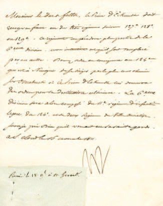 null Organisation de la 6e division. Lettre signée Np., adressée au Duc de Feltre....