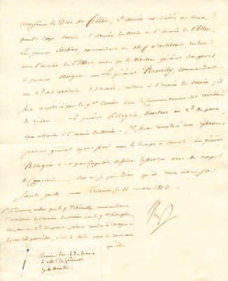 null Destination des généraux Pernetty, Sorbier et Pellegrin. Lettre signée Np.,...
