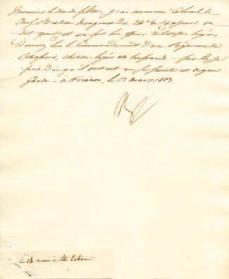 null Nomination de Monginot. Lettre signée Np., adressée au Duc de Feltre. 1/3 p...