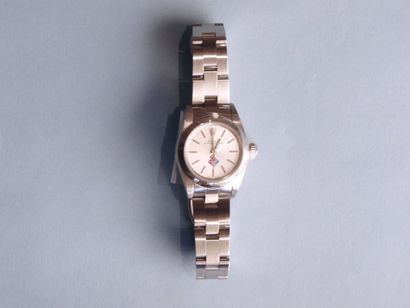 null ROLEX : Oyster Perpétuel "Vintage" : Bracelet-montre de femme en acier, cadran...