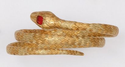 Bracelet «Serpent» en or jaune, les yeux...