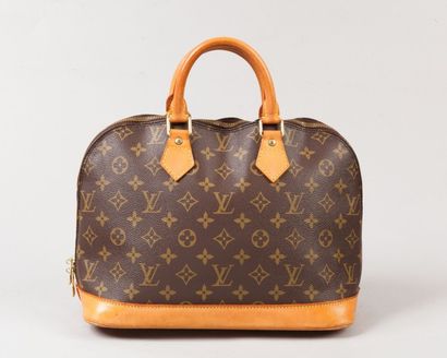 LOUIS VUITTON Sac «Alma» 31 cm en toile monogram et cuir naturel fermeture éclair...