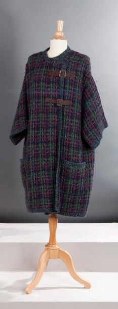 CHANEL Collection Edinburgh Manteau en laine chiné multicolores avec impressions...
