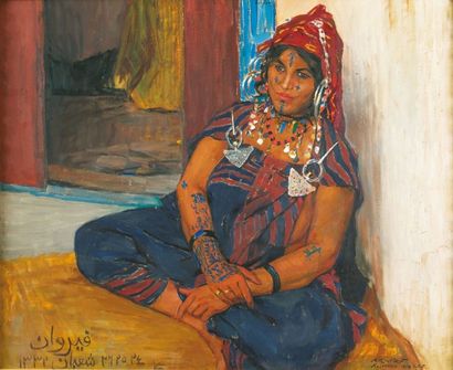 Alexandre ROUBTZOFF (1884-1949) Portrait de Moubekara à Kairouan Huile sur toile,...