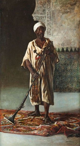 Frédérico GODOY CASTRO (1869-1939) Le gardien du Harem Huile sur toile, signée en...