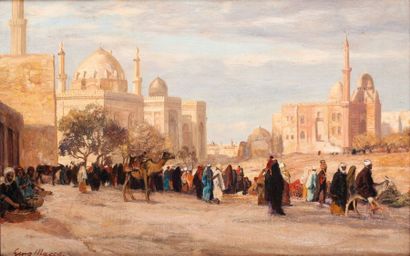 Georg MACCO (1863-1933) Tombeaux des Califes au Caire Huile sur toile, signée en...