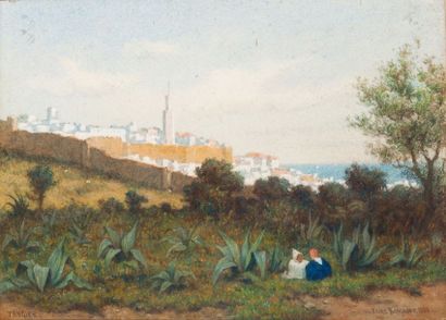 Elias BANCROFT (1846-1924) Vue de Tanger Aquarelle, signée en bas à droite et datée...