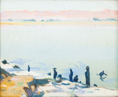 Jacques MAJORELLE (1886-1962) Porteuse d'eau au bord du Nil, Kouss, 1911 (a) Pyramide...