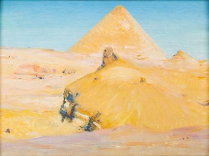 Jacques MAJORELLE (1886-1962) Porteuse d'eau au bord du Nil, Kouss, 1911 (a) Pyramide...