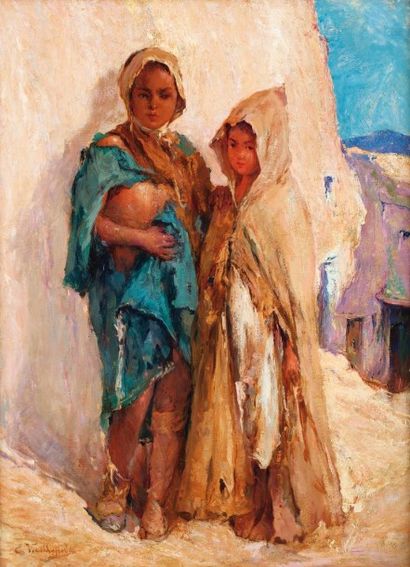 Edouard VERSCHAFFELT (1874-1955) Les enfants Huile sur toile, signée en bas à gauche....