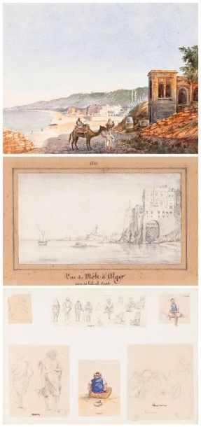 null Album de dessins d'Alger à l'expédition de 1830 Album de dessins, lavis et aquarelles...