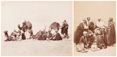 Pascal Sebah (1823-1886) Égypte, c. 1870. Bédouins et chameliers du Sinaï. Deux (2)...