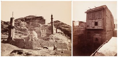 Lanzone et divers Égypte et Liban, c. 1870. Le Caire. Mosquées. Ruelles. Mosquée...
