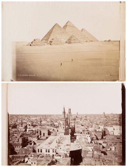 Henri Béchard Égypte, c. 1870. Vue générale des Pyramides. Vue panoramique du Caire....