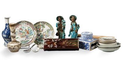 null Ensemble de porcelaines XIX et Xxème comprenant statuettes, assiettes, vases,...