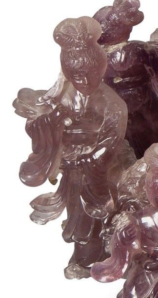 null Sujet en quartz améthysé représentant une déesse du printemps Chine, vers 1950...