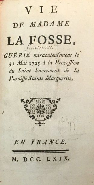 [BOYER] Vie de Madame La Fosse. En France, 1769, in-12 relié plein veau moucheté,...