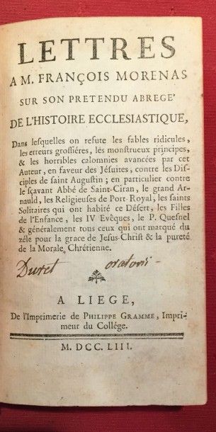 [CLEMENCET Charles] Lettres à M. François Morenas sur son prétendu Abrégé de l?Histoire...