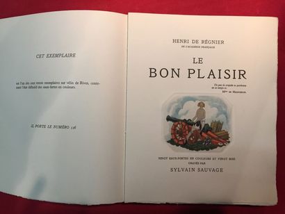 [SAUVAGE] REGNIER Henri de Le Bon Plaisir. Paris, La Roseraie, 1929, in-4 broché...