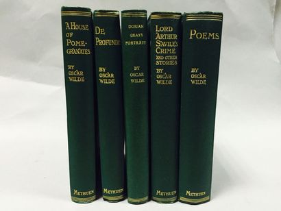 WILDE Oscar Ensemble de 5 volumes in-12 édités à Londres, chez Methuen, reliés en...