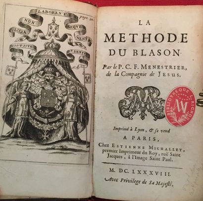 MENESTRIER Claude François La Méthode du Blason. Paris, Michallet, 1688, in-12 relié...