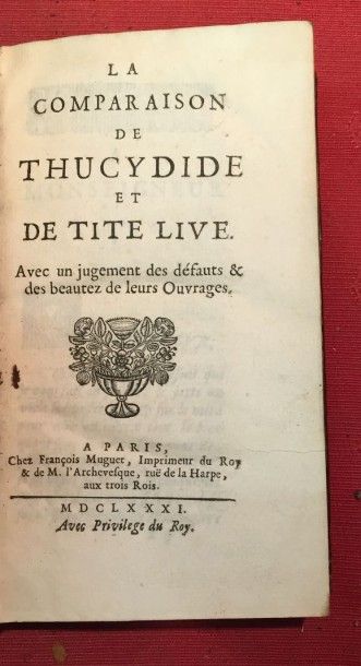 [Anonyme] La Comparaison de Thucydide et de Tite-Live avec un jugement des défauts...