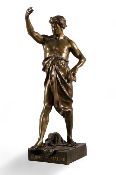 Émile Louis PICAULT (1833-1915) Gloire et fortune Épreuve en bronze à patine brune...