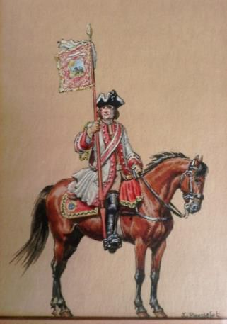  Gesvre-Cavalerie 1720: Etendard, signé en bas à droite L.Rousselot