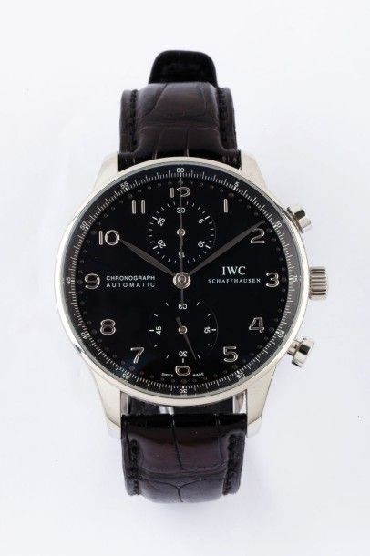 IWC PORTUGAISE Ref. 3714 vers 2010Beau chronographe bracelet en acier. Boîtier rond....