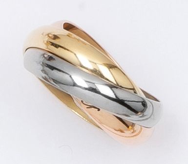 CARTIER «Trinity» - Bague trois anneaux en or de trois couleurs. Signée Cartier et...