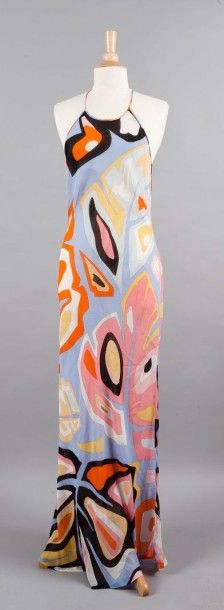 Emilio PUCCI Robe bain de soleil en mousseline imprimée à motifs psychédéliques multicolores,...