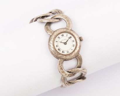 A.BARTHELAY 
Bracelet montre en argent. Cadran blanc, chiffres arabes. Lunette en...