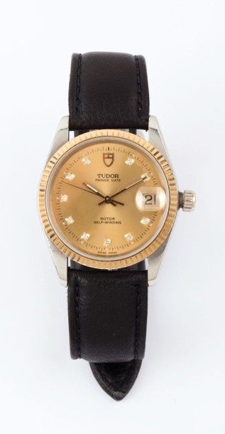 TUDOR 
«Prince Date» ref 74033 N°H612315 vers 2000
Montre bracelet en acier. Boitier...